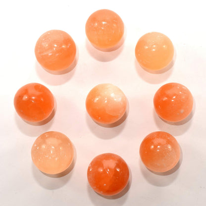 HQRP 40mm Natural Orange Selenite Sphere Polished Sparkling Gemstone Crystal Decor Mineral Ball from Morocco + Stand (1PC)