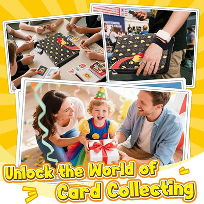 Card Binder – 9 Pocket Zipper Collection Album, Premium PU Holder, Double-Sided Display for 900 Cards, Includes 5 Hard Plastic Sleeves for Game Cards, Sports Cards(Fire)
