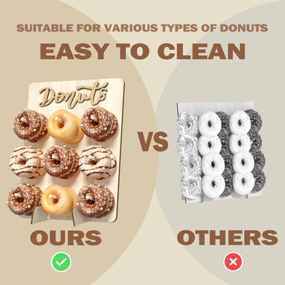CORTNK Donut Wall Display Stand, Wooden Doughnut Holder Display 9 Donuts, Donut Holder Board for Donut Grow Up Party, Birthday, Wedding, Baby Shower, Donut Party Decorations (Natural)