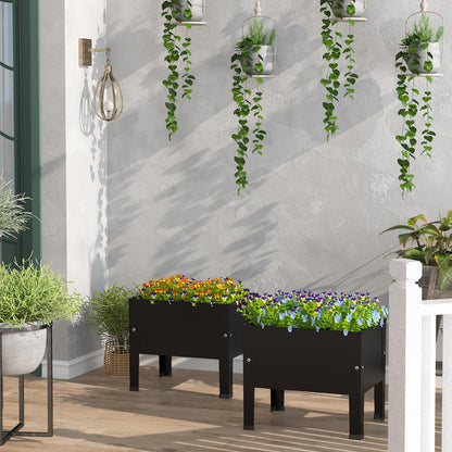 aboxoo 14 inch Black Planter Raised Beds with Legs Outdoor Small Metal Planter Box Elevated Garden Bed for Vegetables Flower Herb Patio