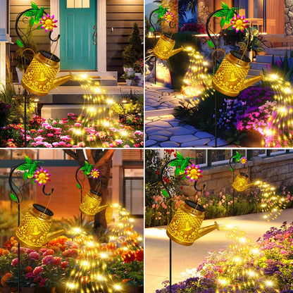 Hummingbird Solar Watering Can Lights, Outdoor Waterproof Garden Lanterns with Shepherd Hook, Solar Garden Decor for Yard Outdoor Landscape Pathway, Gift for Women Mom Grandma Christmas Gifts, 2 Pack