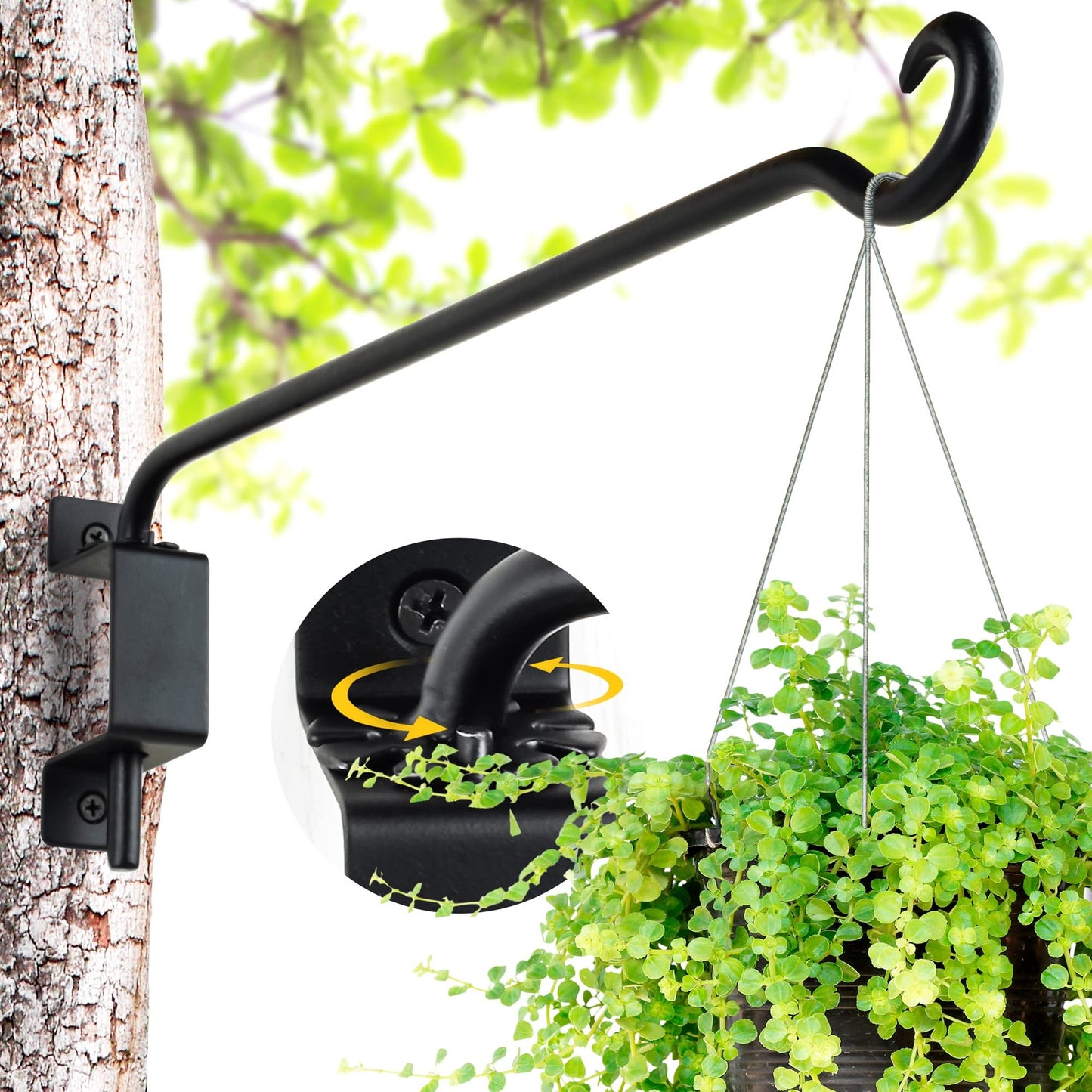 AJART Swivel Hanging Plant Bracket: Outdoor Bird Feeder Hangers for Wall Mount 16 Inch - 2 Pieces Hummingbird Feeder Hook for Flower Basket
