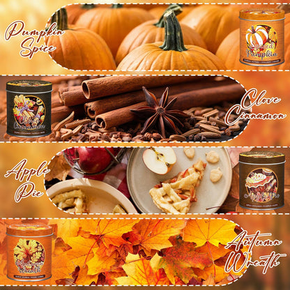 Lanpn Fall Scented Candles Gift Set, 4 Pack 36oz Soy Jar Candle, Thanksgiving Aromatherapy Candles for Woman Man, Autumn Spiced Pumpkin Fragrance Home Table Farmhouse Decoration, Tabletop Centerpiece