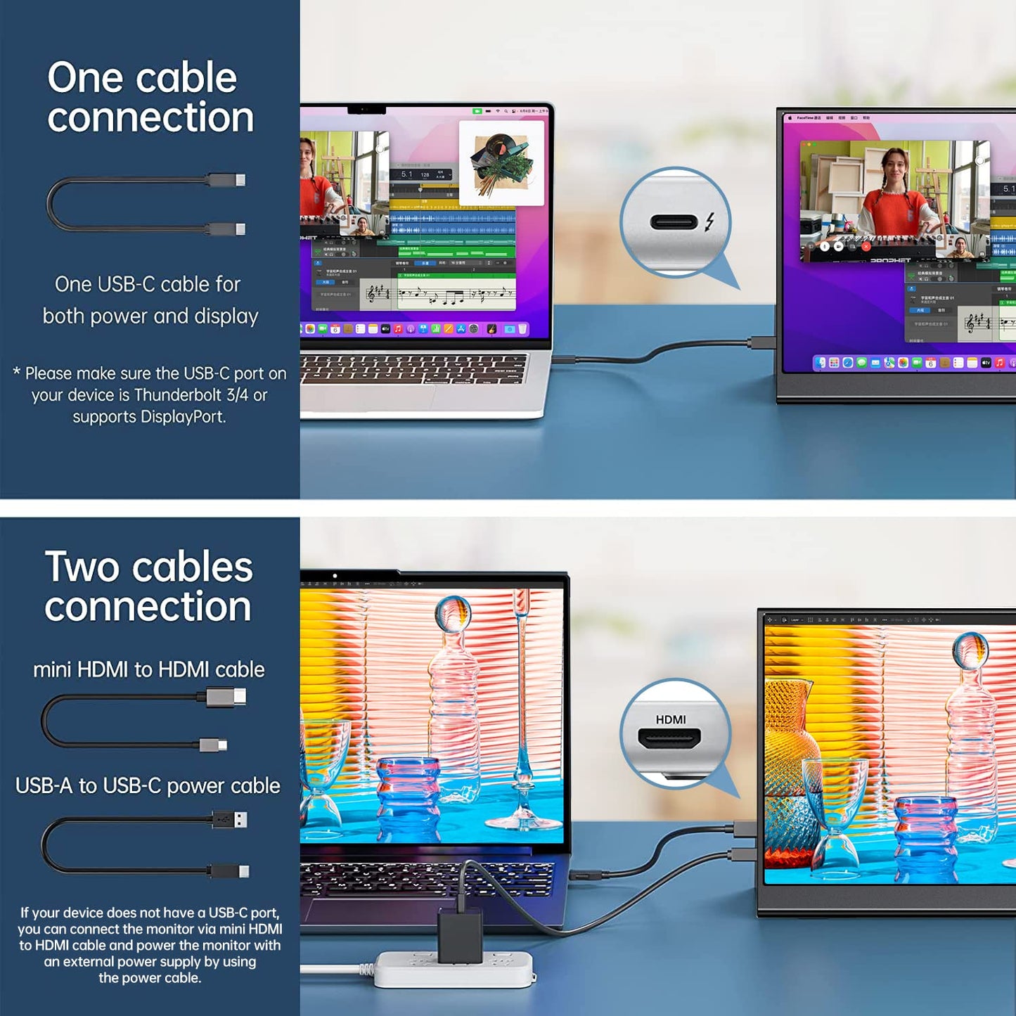 ForHelp 15.6inch Portable Monitor,1080P USB-C HDMI Second External Monitor for Laptop,PC,Mac Phone,PS,Xbox,Swich,IPS Ultra-Thin Zero Frame Gaming Display/Premium Smart Cover