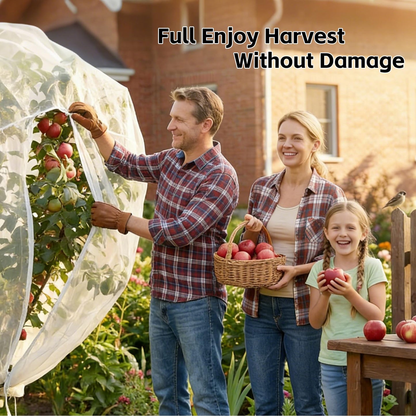 13x13Ft Extra Large Fruit Tree Netting Cover with Zipper & Drawstring, Garden Mesh Netting for Protecting Plants from Birds,Squirrels &Bug,Ultra Fine Weather Resistant Tree Netting