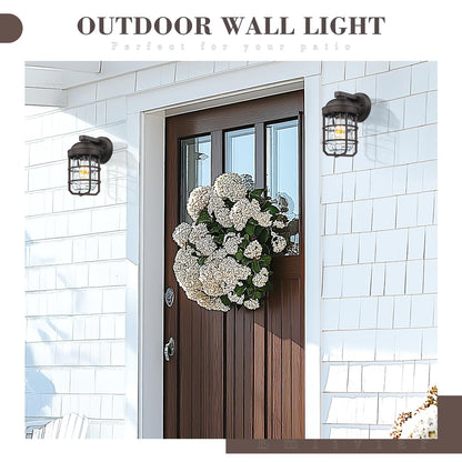Emliviar Outdoor Wall Lanterns 2 Pack, Nautical Sconce with Water Ripple Glass, 11.3 Inch, Oil Rubbed Bronze, Model GE255BL