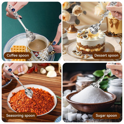Coffee Espresso Spoons Set of 6 Tiny Spoon Vintage Cutlery Sugar Spoon Tea Dessert Soup Spoons Teaspoons Coffee Stirrers for Kitchen Dining Bar