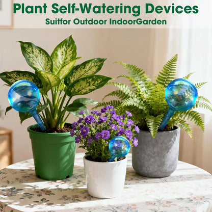 VZZNN 20 Pack Hard Plastic Plant Watering Globes (Blue) - Transparent Self Watering Globes for Indoor & Outdoor Potted Plants, Vacation Plant Care, Water Conservation Device