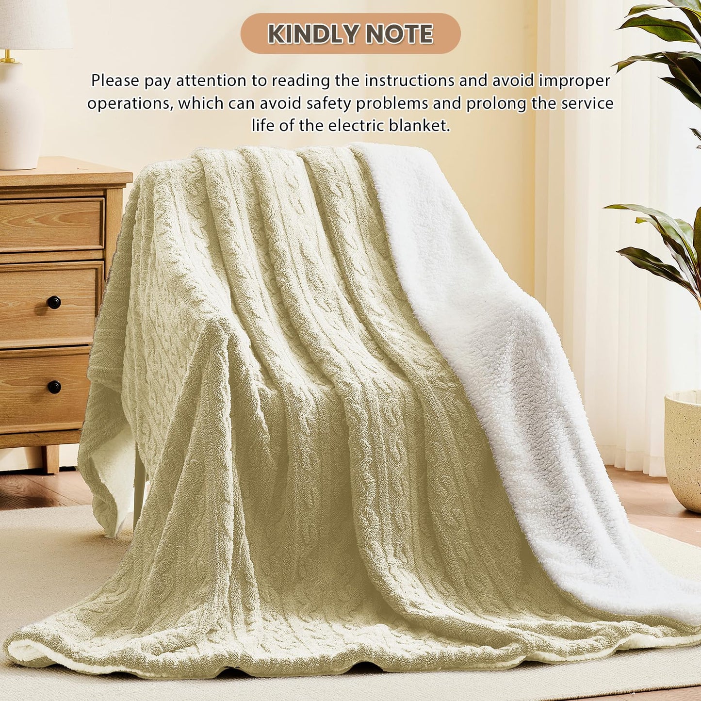 Homemate Electric Heated Blanket Twin - 62"x84" Heating Bed Blankets Throw with 10 Heating Levels 8 Hours Auto Off Fast Heating Over-Heated Protection Ultra Soft Warm Flannel ETL Certified Grey
