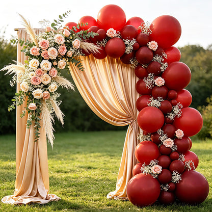 108Pcs Red Double Stuffed Balloons Different Size, 18/12/10/5 inch Dark Cherry Matte Ruby Red Balloons Garland Arch kit for Wedding Baby Shower Bridal Shower Engagement Anniversary Party Decoration