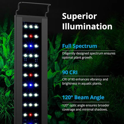 NICREW C10 Plants LED Aquarium Light, 12-18 in, 9 Watts, Full Spectrum Fish Tank Light with Timer, Day and Night Cycle, Brightness Adjustable