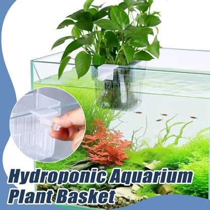 Gosknor 4pcs Aquarium Plant Holders, Transparent Plastic Fish Tank Plant Pots Hanging Aquarium Planter Aquarium Plant Basket Aquatic Plant Cup for Aquarium Fish Tank Hydroponic Plants