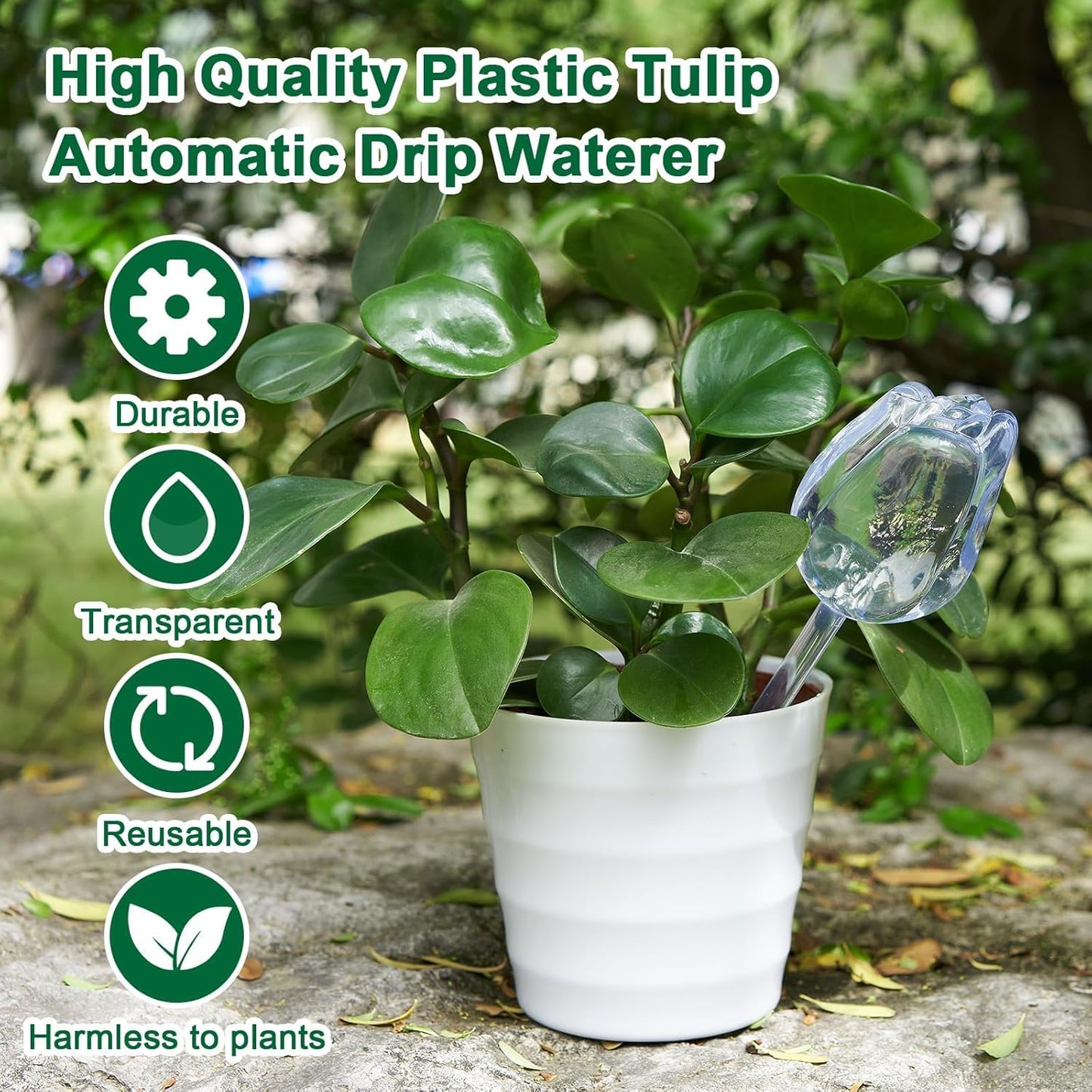 Adoric Plant Self-Watering Stakes 4 Tulips, Self Watering Planter Insert,Plant Watering Devices,Watering Bulbs for Indoor Automatic Plant Waterer Indoor (Small-4 Tulips)