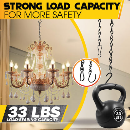 [Upgraded] 79” Black Electroplated Steel Hanging Chain with S-Hooks, Snap Hooks, Ceiling Hooks & Pliers, 33LBS Load Capacity, Adjustable Length for Hanging Bird Feeders, Planters, Lanterns, Billboards