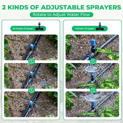 HIRALIY Raised Bed Drip Irrigation Kit Medium, DIY Garden Grid Watering System, Garden Irrigation System, for Flower Bed up to 3 x 8FT