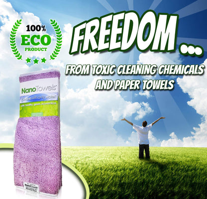 Nano Towels - The Amazing Eco Cloth That Cleans Virtually Any Surface with Only Water. No More Paper Towels Or Toxic Chemicals. 4-Pack (14x14, Lavender)