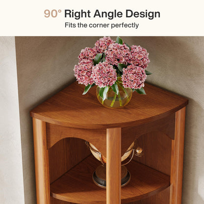 Tribesigns 5-Tier Corner Shelf, 67-Inch Tall Corner Bookshelf Bookcase with Unique Shape, Narrow Shelving Unit Storage Rack for Living Room, Home Office, Kitchen, Small Space
