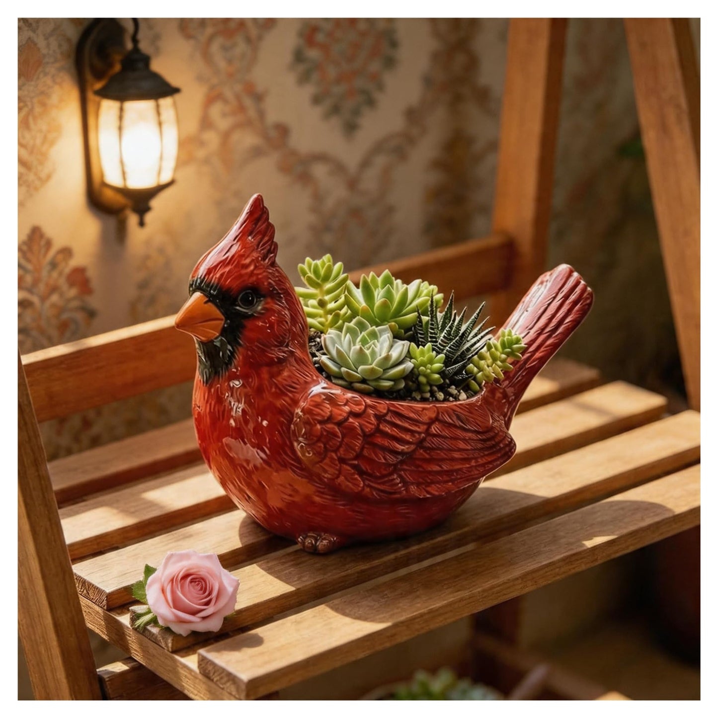 Cardinal Bird Succulent Planter, Red Bird Flower Pot with Drainage Hole, Cute Animal Flower Pots, Nature-Inspired Gardening Décor for Home, for Outdoor Plants(Hummingbird)