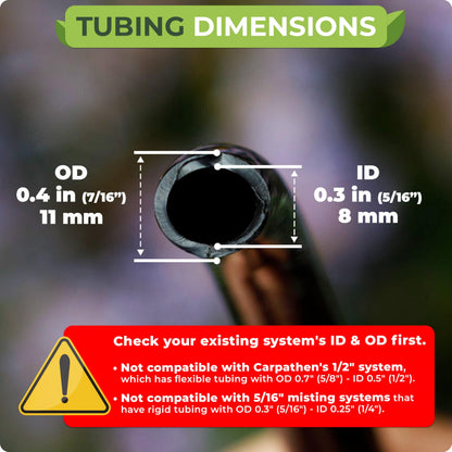 CARPATHEN 100ft Drip Irrigation Tubing - Mainline - (5/16" ID - 7/16" OD) Black PVC Water Line