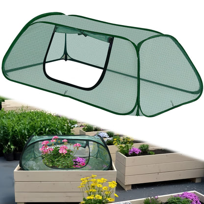 Pop-Up Raised Garden Bed Cover with Zipper Door - 30% Sunblock Garden Netting Crop Cage for Raised Beds, Plant Protector for Vegetables & Seedlings Against Birds, Animals & Insects-45" x 22" x 16"