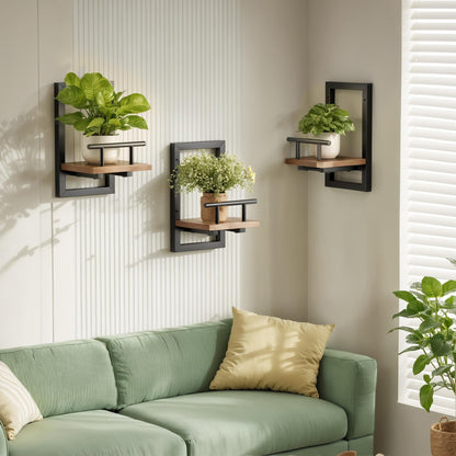 Sbosbo Floating Shelves for Wall, Plant Shelf Indoor, Wall Planters for Indoor Floating Plant Shelves for Bedroom, Living Room, Kitchen, Office, Bathroom Decor (2 Pack)