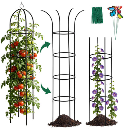 100% Metal Obelisk Garden Trellis 6.6 Ft Tall Plant Support for Climbing Vines and Flowers Stands,Rose Bush Round Trellis for Pots Metal Plant Flower Trellises for Clematis Vine Jasmine Outdoor Indoor