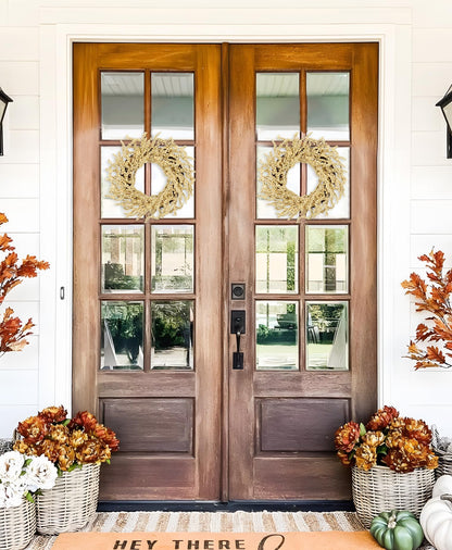 Briful 2 Pack Fall Berry Wreaths 12in Artificial Beige Foam Berry Wreath for Front Door Small Outdoor Fall Wreath for Autumn Home Wall Mantle Porch Thanksgiving Halloween Decor
