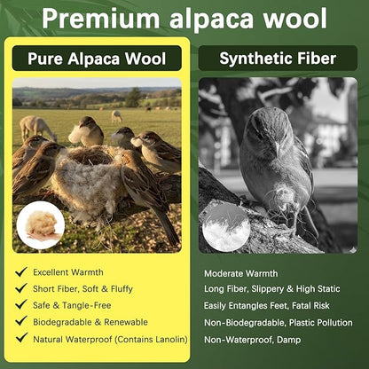 Bird Nesting Material, Hummingbird Nesters, Natural Alpaca Wool Material for Wild Birds, Design for Bird Lover Gifts, Nesting Balls for Wild Birds, Refillable Outdoor Birds Nesting Station(3pcs)