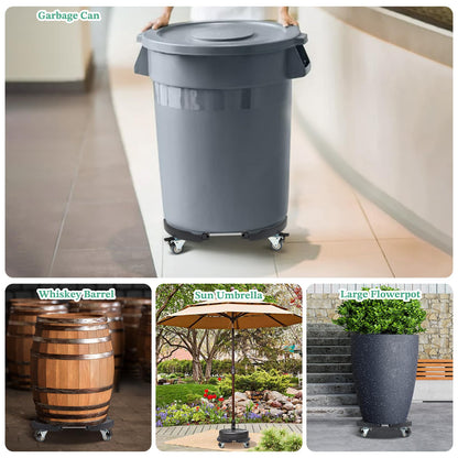 W B D WEIBIDA Plant Stand with Wheels Heavy Duty, Adjustable 15 to 21 Inch Pot Roller Base, Rolling Planter Caddy for Large Flower Pots, 440 Lbs Capacity Round Dolly Cart for Indoor/Outdoor Use