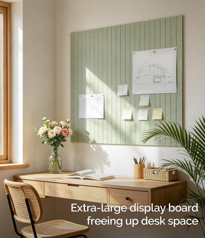 Bounmer Large Cork Board Alternative 48“ x 36”, 12-Pack Felt Bulletin Board Tiles with 60 Safe Removable Adhesive Tabs & 30 Pushpins, Cork Boards for Office Walls Decor (Sage)