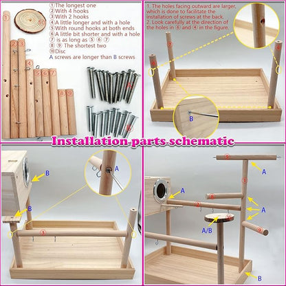 kathson Bird Playground,Parrot Play Stand,Parakeet Play Gym with Breeding Box and Food Cups,Cockatiel Perch Stand with Chewing&Exercise Toys,Birds Playstand for Budgie Conures Lovebirds