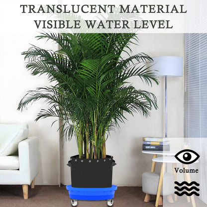 Molgoc Self-Watering Base with Visible Water Level,5-Pack,Keeps Leaves and Flying Insects Out,Maintains Water Quality, Equipped with Rollers for Easy Movement and Rotation, Blue.