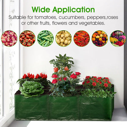 iPower PE Garden Planting Bed 35-Gallon Heavy Duty Plastic Raised Plant Grow Bag with 6 Partition Grids Potato Tomato Rectangle Planter Pots Containers, for Vegetables, Fruits, Flowers, Herbs