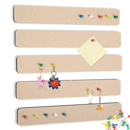 Arlasuo 5 Pack Grey Felt Pin Board Bar Strips Bulletin Board Bundle with 5 Pack Camel Felt Pin Board Bar Strips Bulletin Board