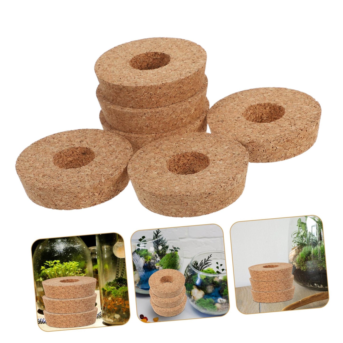 KESYOO 6pcs Cork Lids with Center Hole for Hydroponic Glass Ventilated Stopper for Terrarium and Vase Use Decorative and Functional Plant Accessory