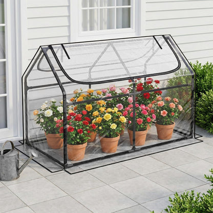 Superlele Mini Greenhouse for Outdoor, 48x24x36In Portable Greenhouse with 2 Large Zipper Doors, Transparent PVC Cover for Plant Protection and Spring Gardening, Reinforced Frame
