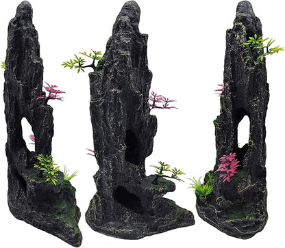 Large Aquarium Decoration - Resin Rockery Landscape Castle Decoration Fighting Fish Hiding Cave Fish Tank Ornaments Accessories - Height 14.3 inches (Purple)