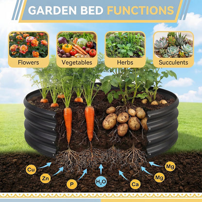 Land Guard Galvanized Raised Garden Bed 2Pcs, Planter Raised Garden Beds Outdoor, Round Clearance Raised Garden Beds for Gardening Vegetables (Gray)