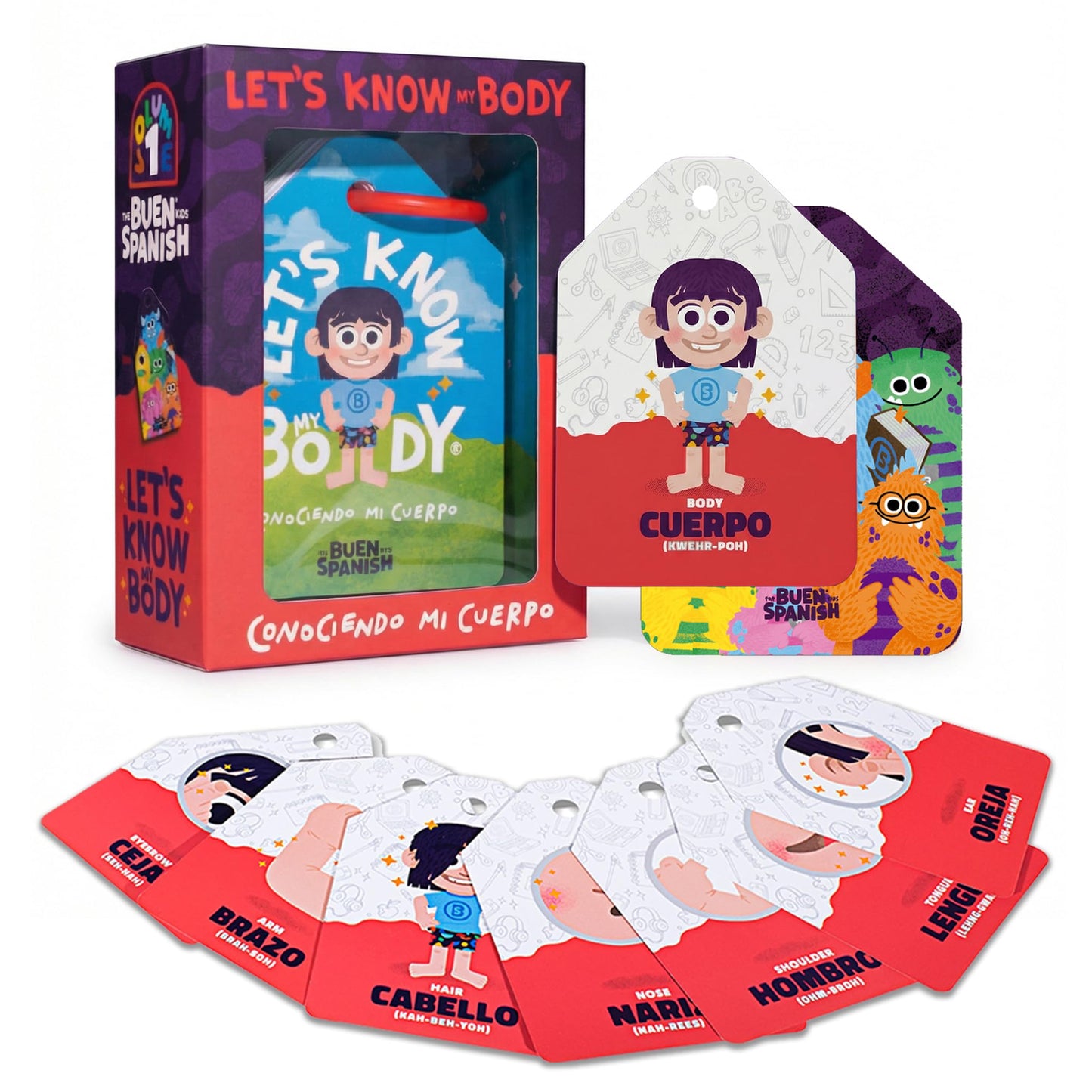 Let’s Know My Body – Bilingual Spanish & English Flashcards for Kids, Beginners, and Adult Learners | Montessori Learning Cards to Teach Body Parts Vocabulary. Educational Learning Toys