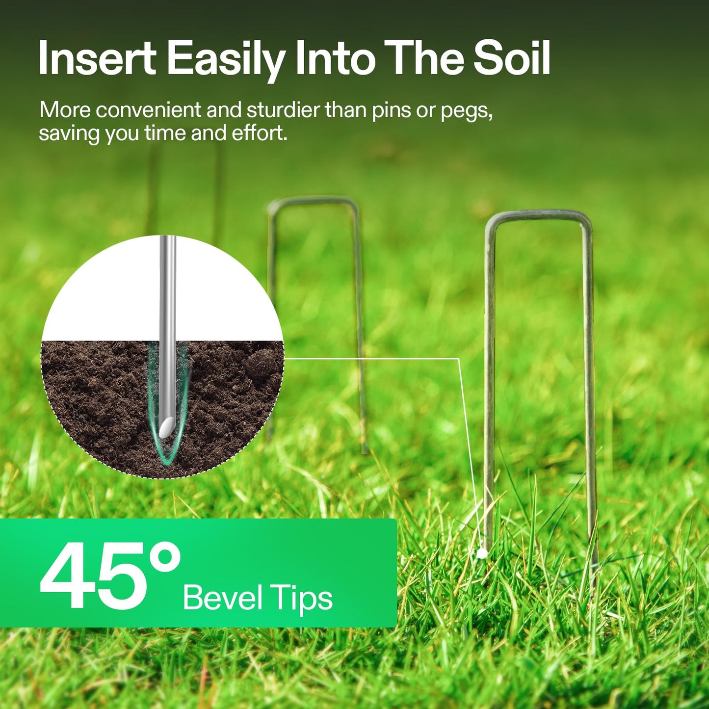 VIVOSUN 6 Inch 50-Pack Garden Stakes, Galvanized Steel Landscape Stapes 11 Gauge U-Shaped Pins for Weed Barrier Fabric, Ground Cover, Soaker Hose, Irrigation Tubing, Holding Fence