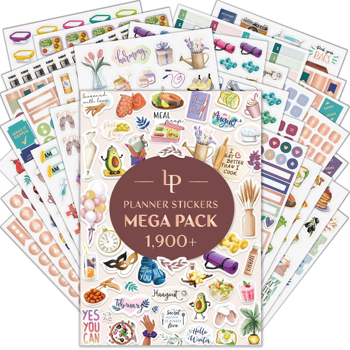 Legend Mega Sticker Pack – 1,900+ Small Stickers for Planner, Journal & Calendar – Aesthetic, Inspirational, Seasonal, Dates, Months, Holidays, Wellness & Budget Stickers – Planner Accessories