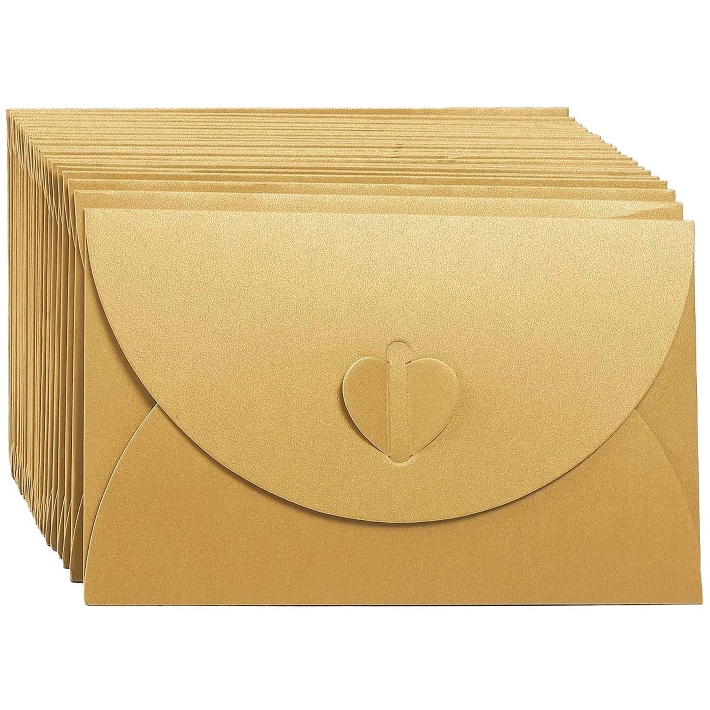 Juvale Fancy Gold Envelopes with Photo Paper & Heart Clasp - 6.8 x 4.3 In, 24-Pack - Gift Envelopes for Presents & White Postcards Included