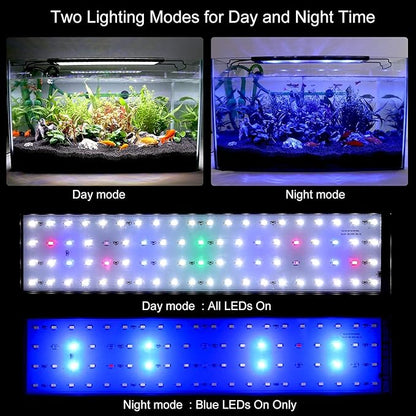WATER REBIRTH LED Aquarium Light, Full Spectrum Fish Tank Led Light with Aluminum Alloy Shell Extendable Brackets (12-18 in)