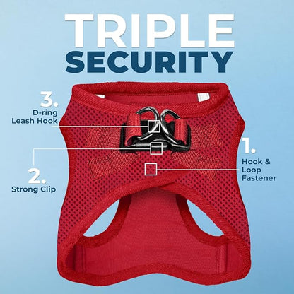 Best Pet Supplies Voyager Step-in Air All Weather Mesh Harness and Reflective Dog 5ft Leash Combo with Neoprene Handle, for Small, Medium and Large Breed Puppies - Red, XX-Small