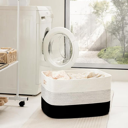 Artfeel Blanket Basket,Rectangle Woven Baskets for Storage,65L Laundry Basket for Decorative Nursery Blanket,Toys,Dirty Clothes and Magazine in Shelves,Baby Room,and Living Room