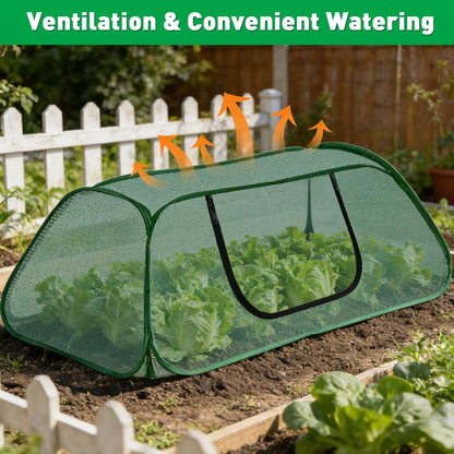 Pop-Up Raised Garden Bed Cover with Zipper Door - 30% Sunblock Garden Netting Crop Cage for Raised Beds, Plant Protector for Vegetables & Seedlings Against Birds, Animals & Insects-45" x 22" x 16"
