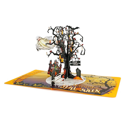 CUTPOPUP Halloween Card Pop Up, Trick or Treat, 3D Birthday Greeting Halloween Card (Ghost Tree)