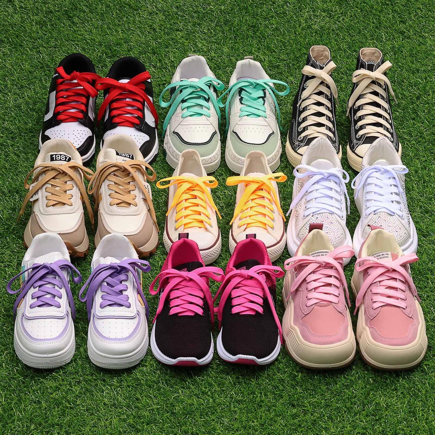 Booyckiy 2 Pairs Flat Shoe Laces for Sneakers, 2/5" Wide Athletic Shoelaces, Off White 48 inch(122cm)