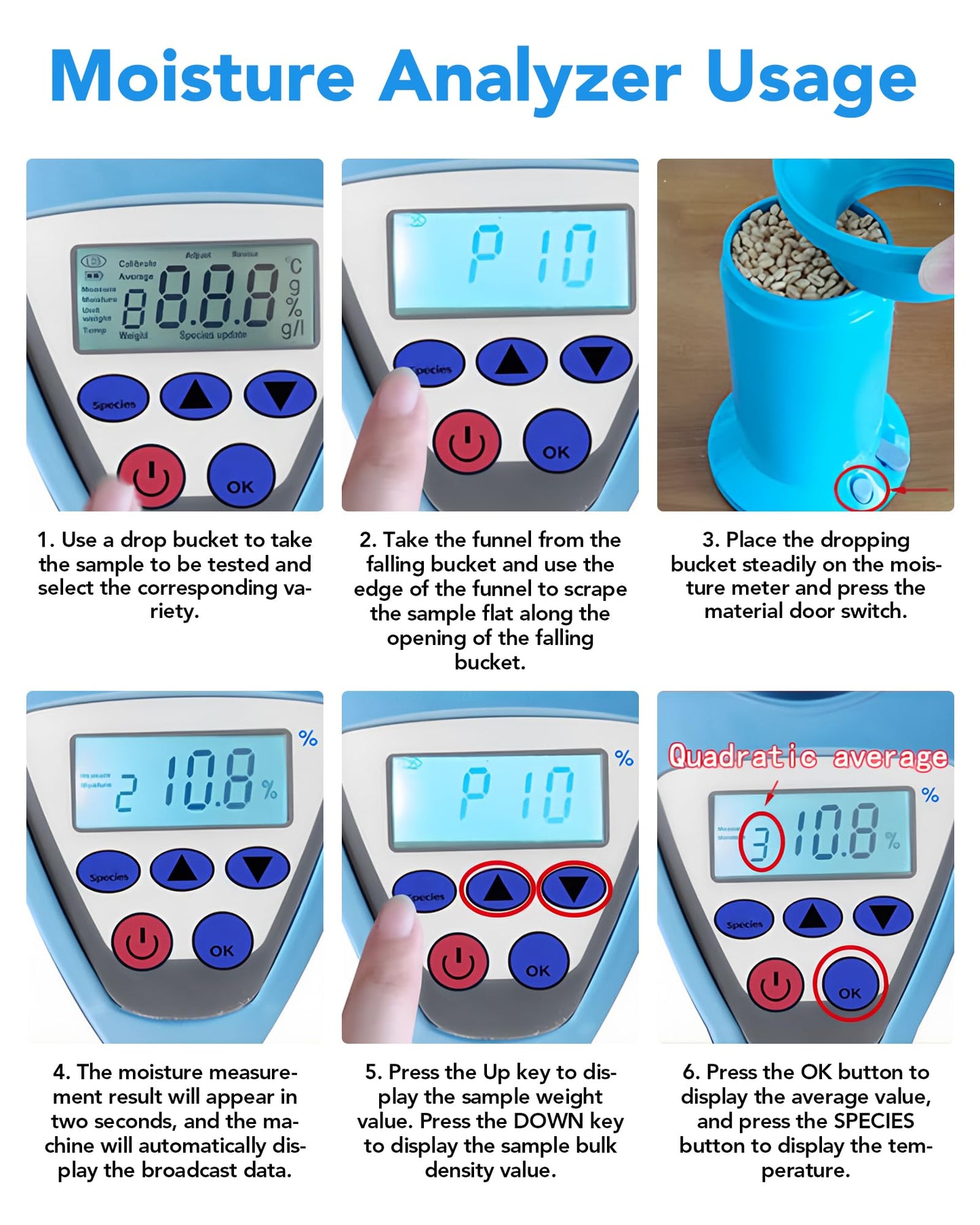 Digital Grain Moisture Meter, Accurate Moisture Testing for Wheat, Corn, Rice for 24 Kinds of Grains, Quick Reading with LCD Display, Multi-point calibration & error correction for Agricultural Use