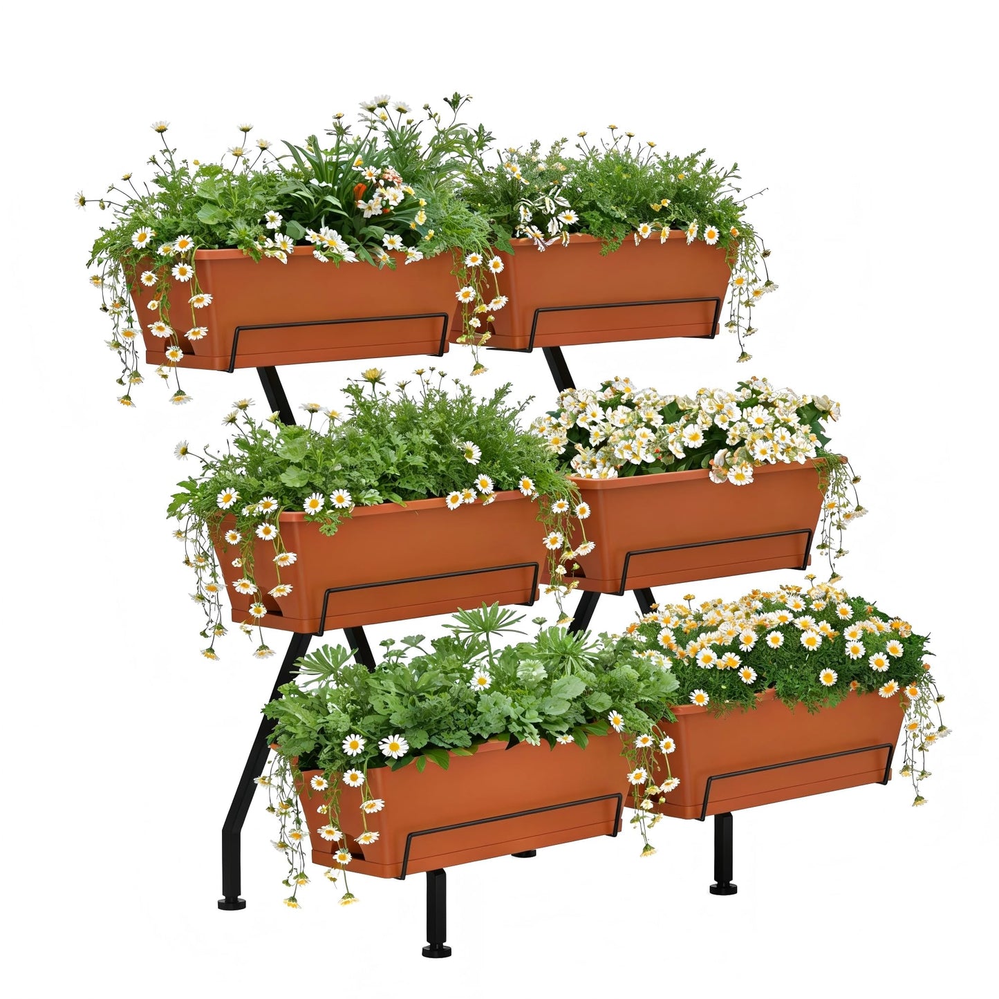 Vertical Garden Planter 3 Tier Vertical Raised Garden Bed Standing Garden Planters with 6 Container Boxes Elevated Garden Planters Indoor Outdoor Herb Planter for Flowers Vegetables Plants, Brick Red